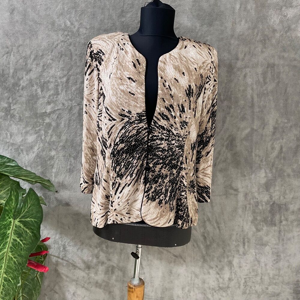 VTG. Jeanne Alexander Women’s XLP Jacket Blazer Black Gold Glitter Sparkly